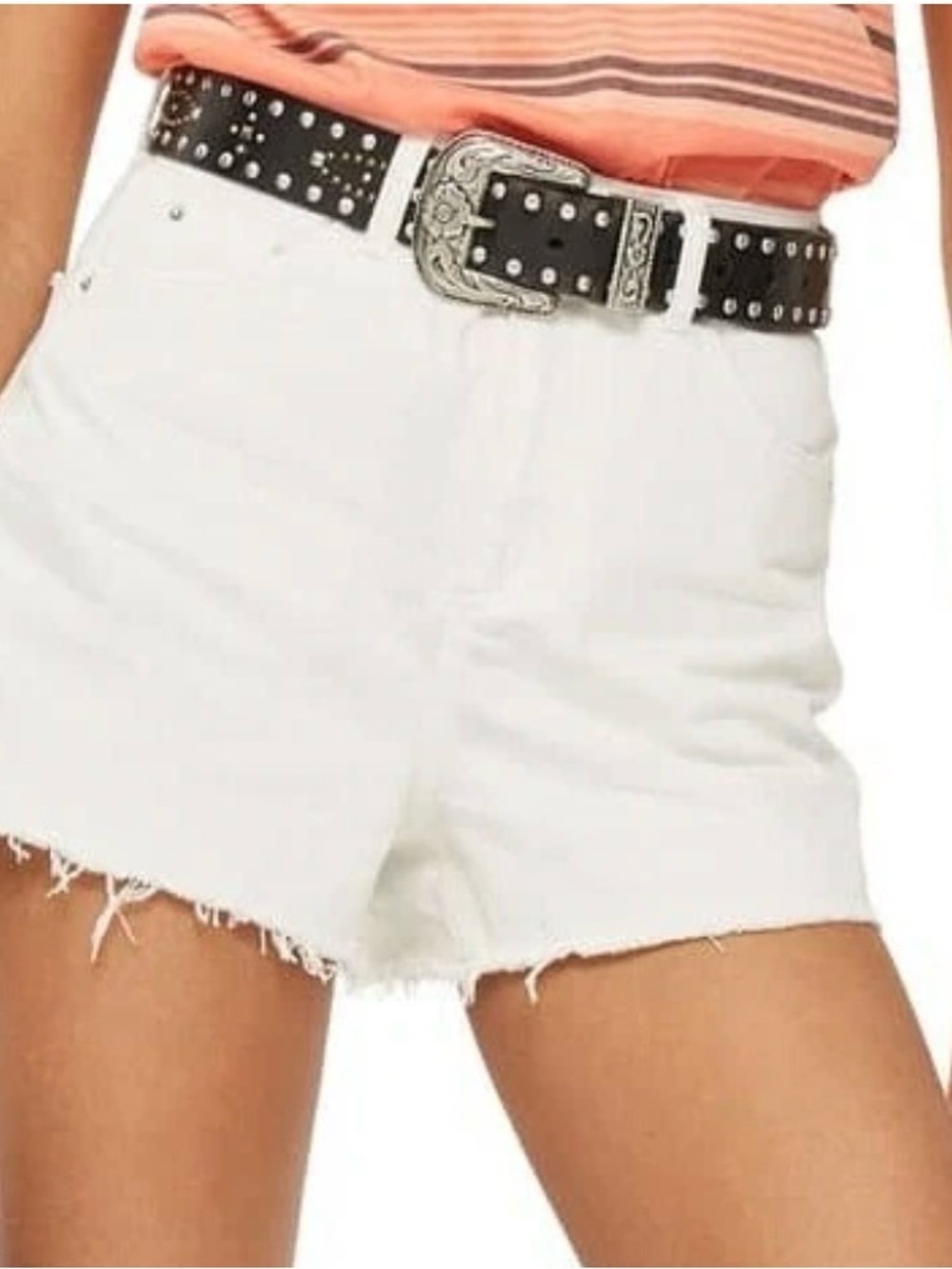 Topshop denim comfort stretch Mom shorts in white size 6